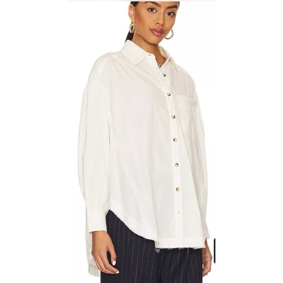 Free People Tops - Free People Happy Hour Solid Top shirt White Medium